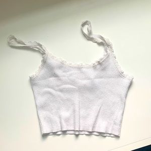 Lottie Moss white lace tank